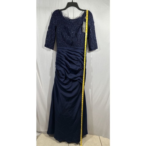 NWT $608 La Femme [ 10 ]‎ Sparkle Lace Trumpet Gown in Navy Blue - Picture 6 of 15